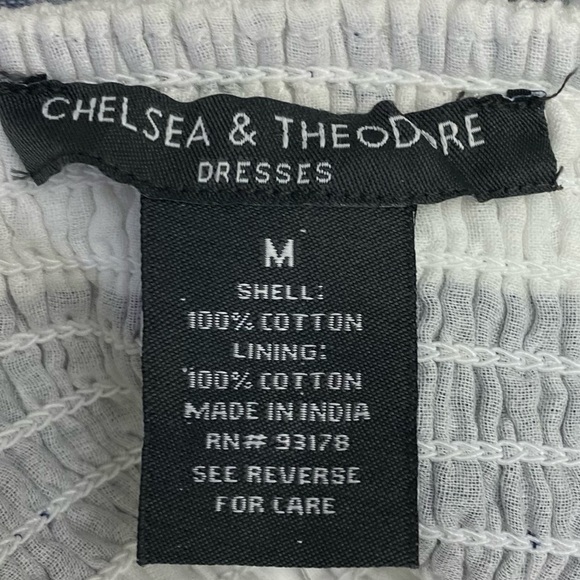 Theodore & Chelsea Blue/White Striped Ruffled Bottom Belted Sundress Sz Medium - Picture 12 of 14